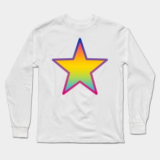 Bi+ Star (Pan Flag with upside-down Bi Flag outline) Long Sleeve T-Shirt